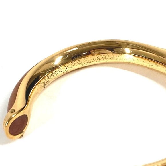 HERMES Accessory bracelet Bangle Metal / Leather Brown/GoldHardware - Picture 9 of 13